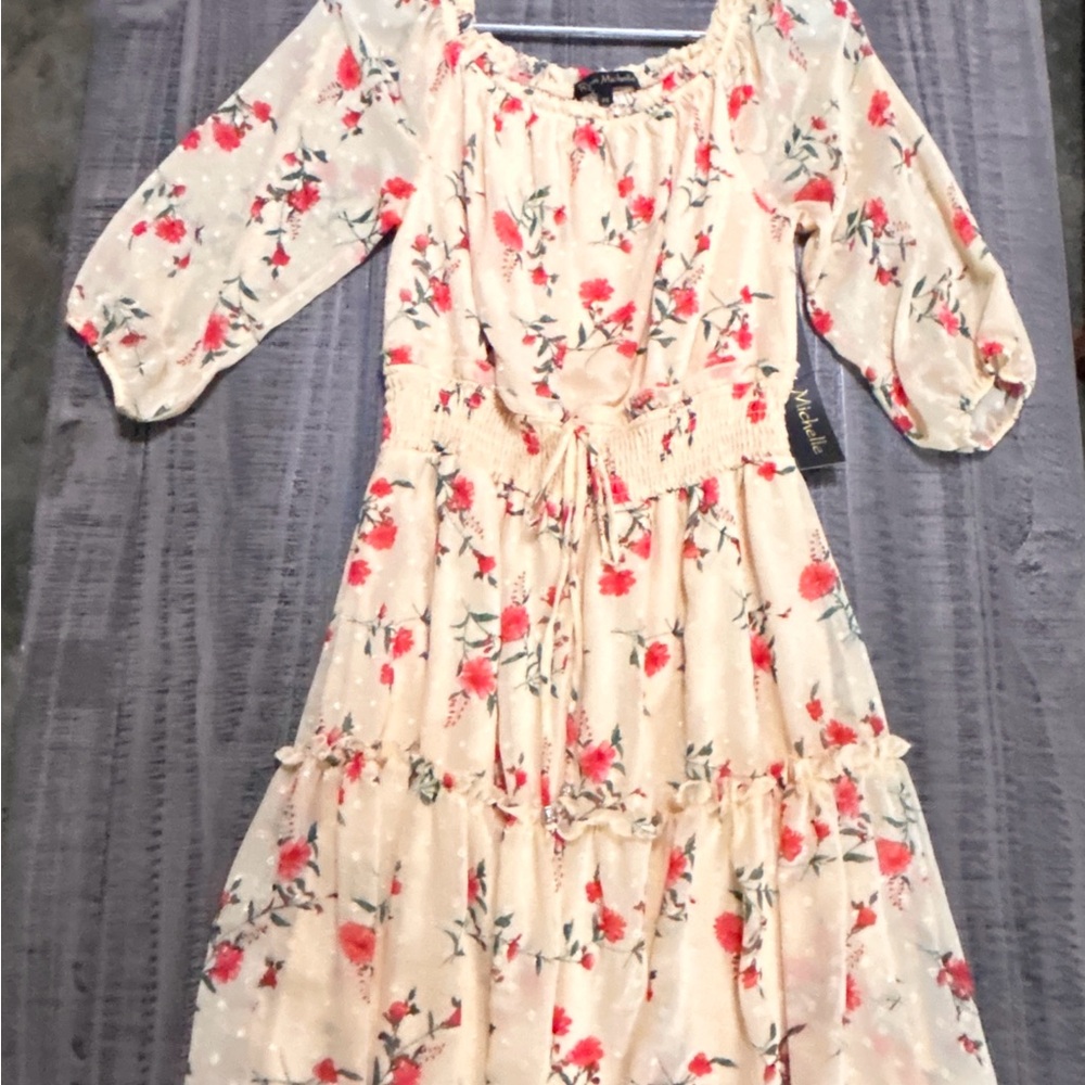 Ryan Michelle Floral 3/4 Sleeve Dress